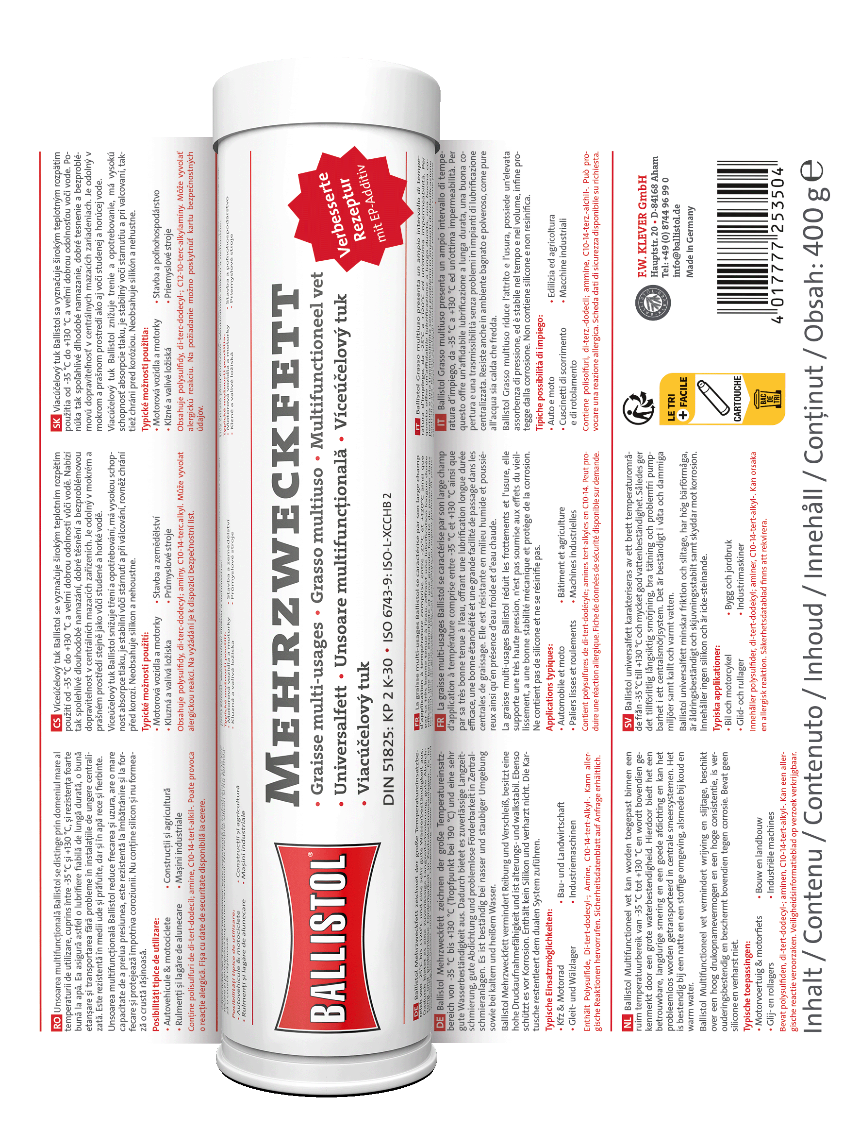 Ballistol Mehrzweckfett Kartusche 400 g – Bild 2
