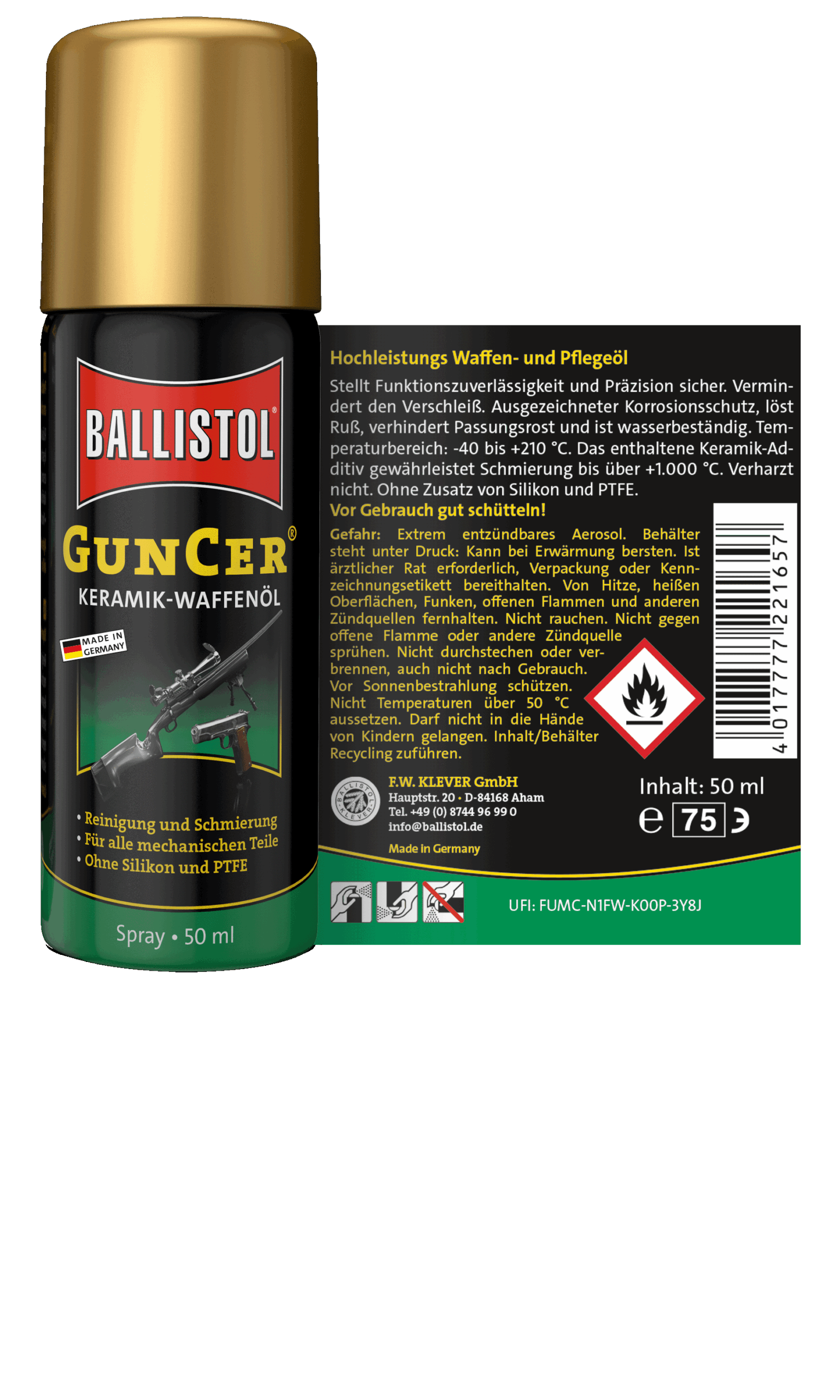 Ballistol GunCer Keramik-Waffenöl Spray 50 ml – Bild 2