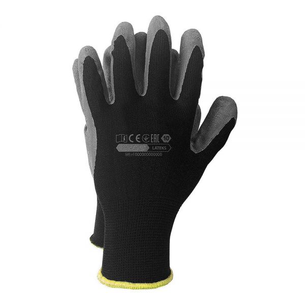 12 Paar Schutzhandschuhe aus Polyester Latex beschichtet Größe 10