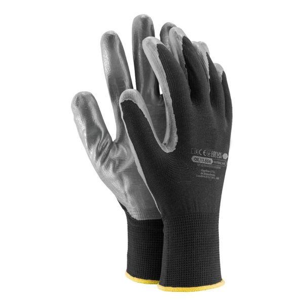 12 Paar Schutzhandschuhe aus Polyester Nitril beschichtet Größe 10